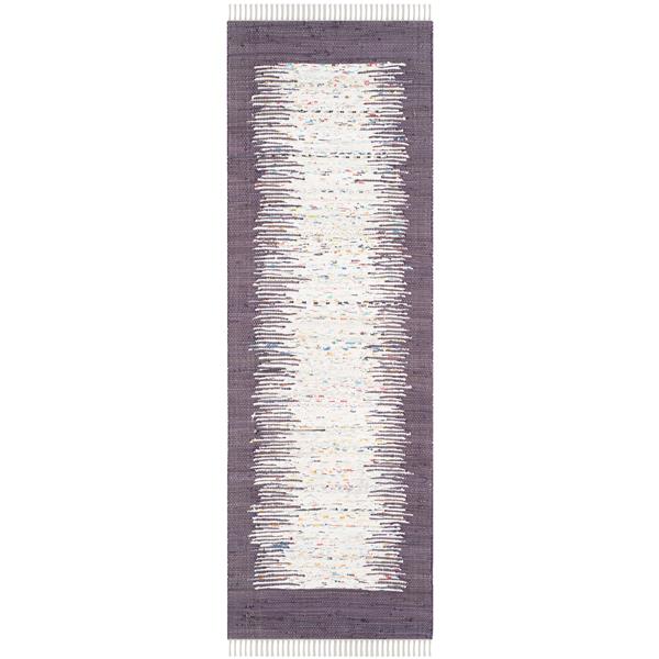 Safavieh Montauk Border Rug - 2.3-ft x 7-ft - Cotton - Ivory/Purple