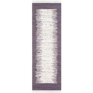 Safavieh Montauk Border Rug - 2.3-ft x 7-ft - Cotton - Ivory/Purple