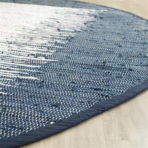 Safavieh Montauk Border Rug - 6-ft x 6-ft - Cotton - Ivory/Navy Blue