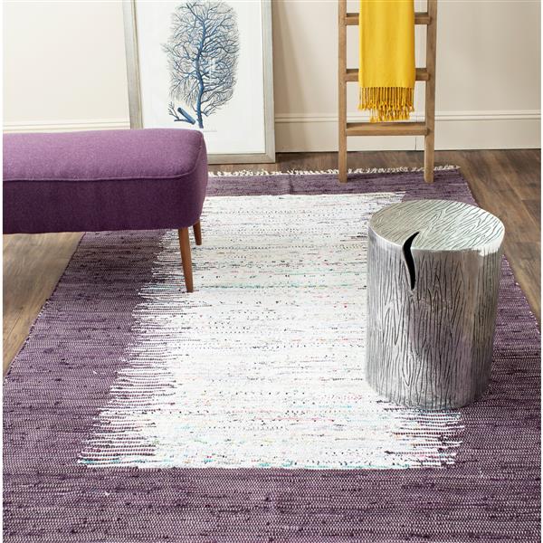 Safavieh Montauk Border Rug - 3-ft x 5-ft - Cotton - Ivory/Purple