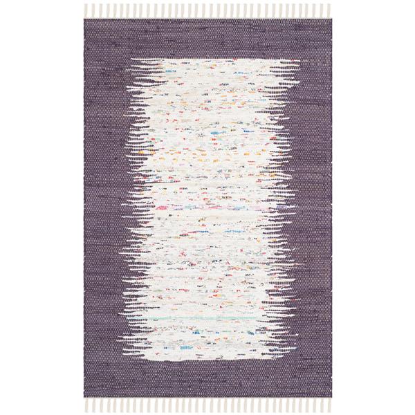 Safavieh Montauk Border Rug - 3-ft x 5-ft - Cotton - Ivory/Purple