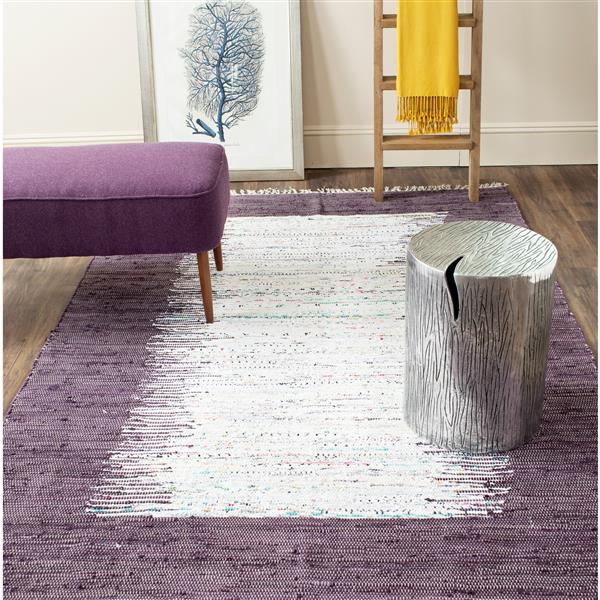 Safavieh Montauk Border Rug - 6-ft x 6-ft - Cotton - Ivory/Purple