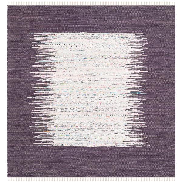 Safavieh Montauk Border Rug - 6-ft x 6-ft - Cotton - Ivory/Purple