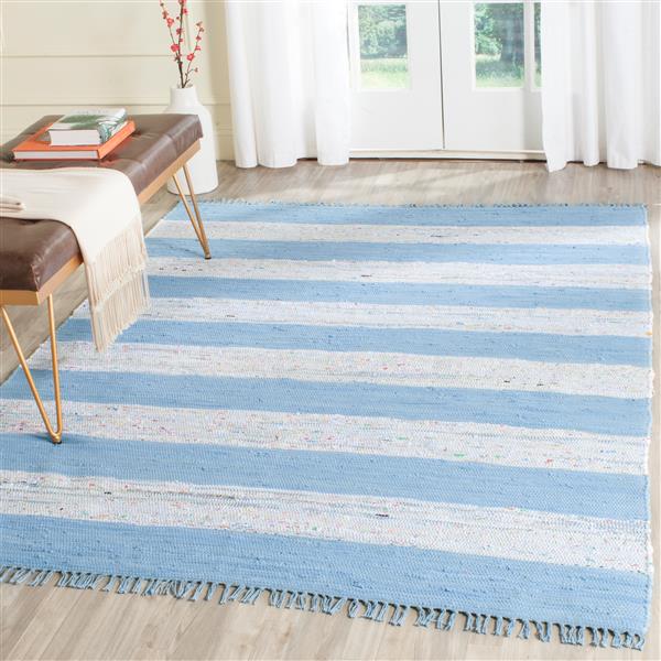 Safavieh Montauk Stripe Rug - 5-ft x 7-ft - Cotton - Ivory/Turquoise