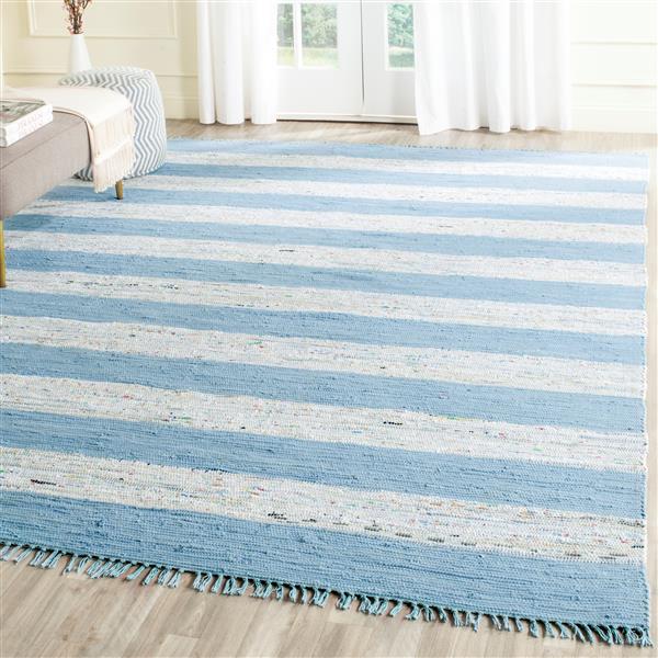 Safavieh Montauk Stripe Rug - 5-ft x 7-ft - Cotton - Ivory/Turquoise