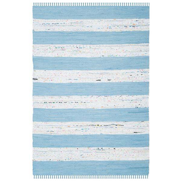 Safavieh Montauk Stripe Rug - 5-ft x 7-ft - Cotton - Ivory/Turquoise