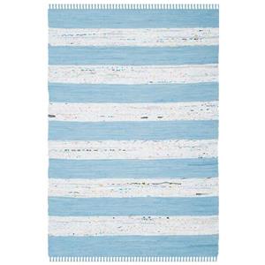 Safavieh Montauk Stripe Rug - 5-ft x 7-ft - Cotton - Ivory/Turquoise