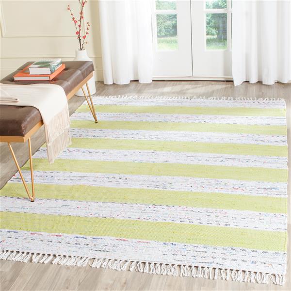 Safavieh Montauk Stripe Rug - 4-ft x 6-ft - Cotton - Ivory/Light Green