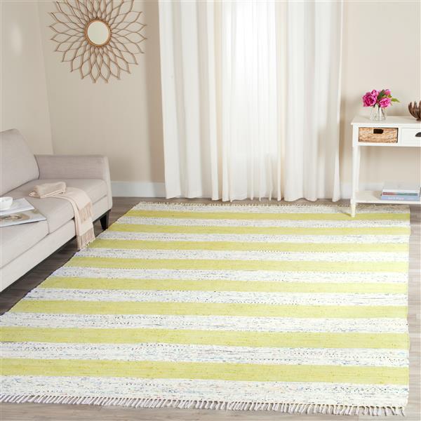 Safavieh Montauk Stripe Rug - 4-ft x 6-ft - Cotton - Ivory/Light Green