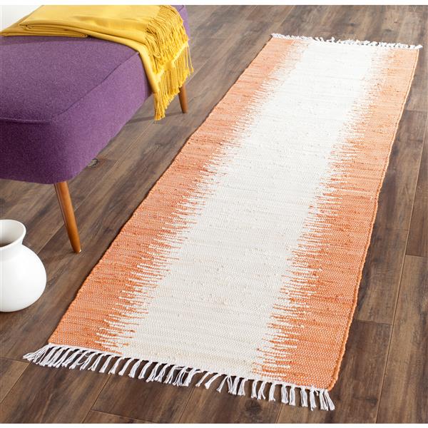 Safavieh Montauk Stripe Rug - 2.3-ft x 7-ft - Cotton - Orange