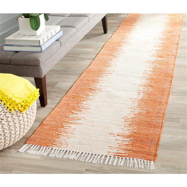 Safavieh Montauk Stripe Rug - 2.3-ft x 7-ft - Cotton - Orange