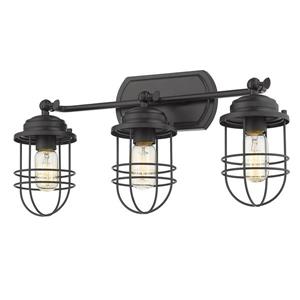 Golden Lighting Seaport 3-Light Bathroom Vanity Light - Black