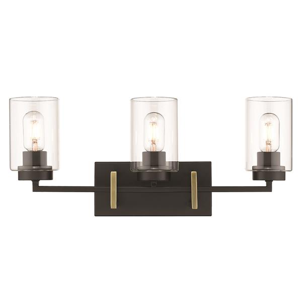 Golden Lighting Tribeca 3-Light Bathroom Vanity Light - Black/Aged Brass