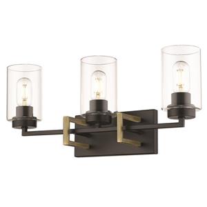 Golden Lighting Tribeca 3-Light Bathroom Vanity Light - Black/Aged Brass