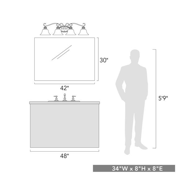 Golden Lighting Lancaster 4-Light Bathroom Vanity Light - Rubbed Bronze