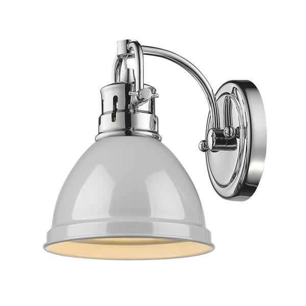 Golden Lighting Duncan 1-Light Bathroom Vanity Light - Chrome/Grey