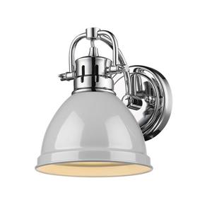 Golden Lighting Duncan 1-Light Bathroom Vanity Light - Chrome/Grey