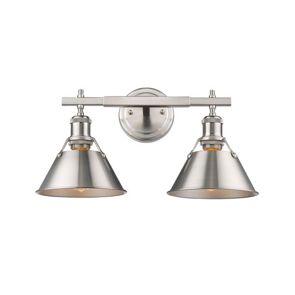 Golden Lighting Orwell PW 2-Light Bathroom Vanity Light - Pewter