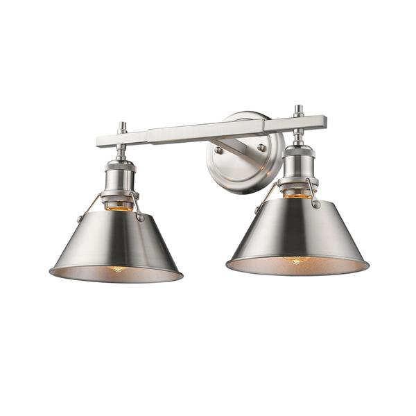 Golden Lighting Orwell PW 2-Light Bathroom Vanity Light - Pewter