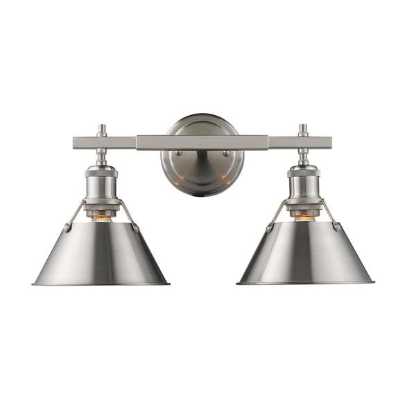 Golden Lighting Orwell PW 2-Light Bathroom Vanity Light - Pewter