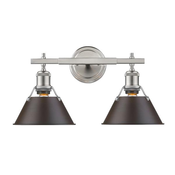 Golden Lighting Orwell PW 2-Light Vanity Light - Pewter