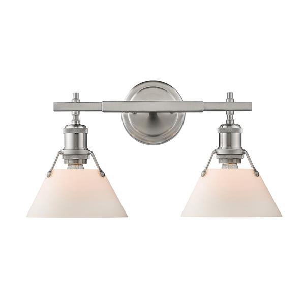 Golden Lighting Orwell PW 2-Light Vanity Bathroomin Light - Pewter