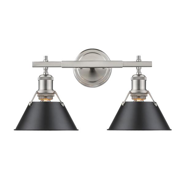 Golden Lighting Orwell PW 2-Light Bathroom Vanity Light - Pewter