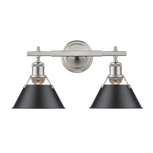 Golden Lighting Orwell PW 2-Light Bathroom Vanity Light - Pewter