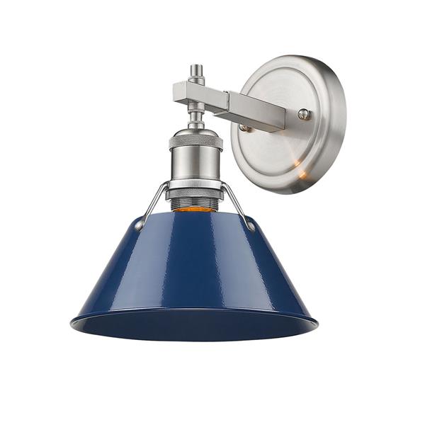 Golden Lighting Orwell PW 1-Light Bathroom Vanity Light - Pewter/Navy Blue