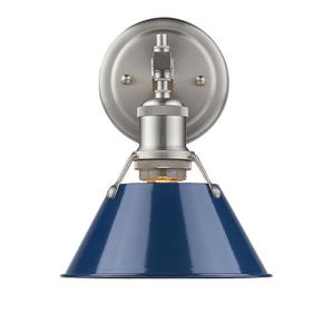 Golden Lighting Orwell PW 1-Light Bathroom Vanity Light - Pewter/Navy Blue