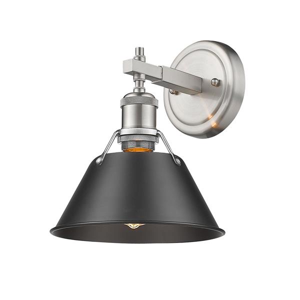 Golden Lighting Orwell PW 1-Light Bathroom Vanity Light - Pewter/Black