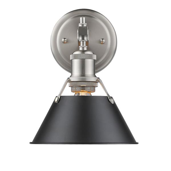 Golden Lighting Orwell PW 1-Light Bathroom Vanity Light - Pewter/Black