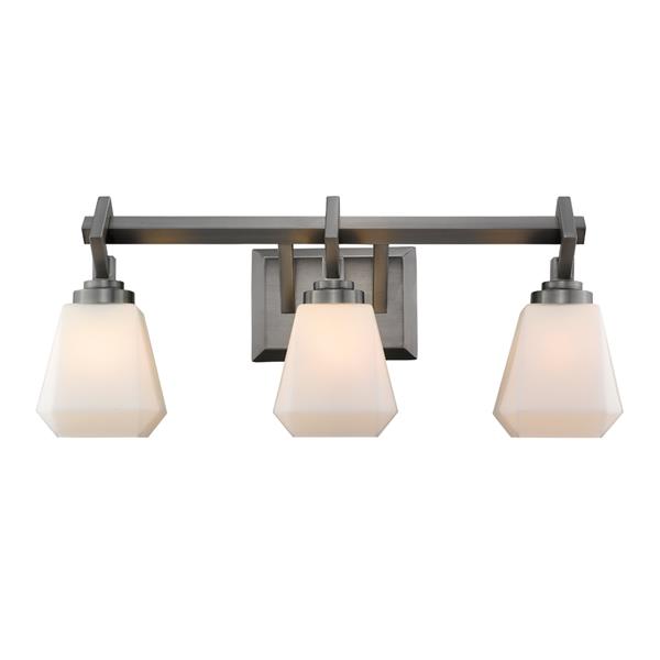 Golden Lighting Hollis 3 Light Bathroom Vanity Light Aged Steel Rona