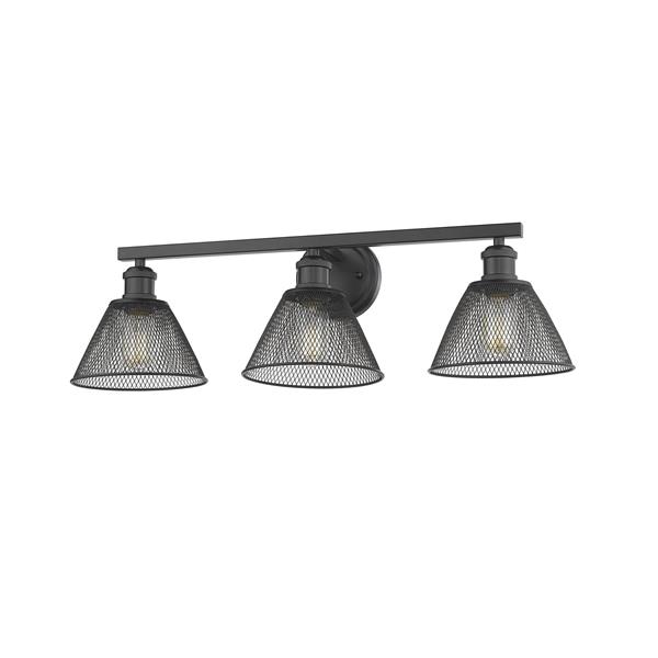 Golden Lighting Carver 3-Light Bathroom Vanity Light - Black