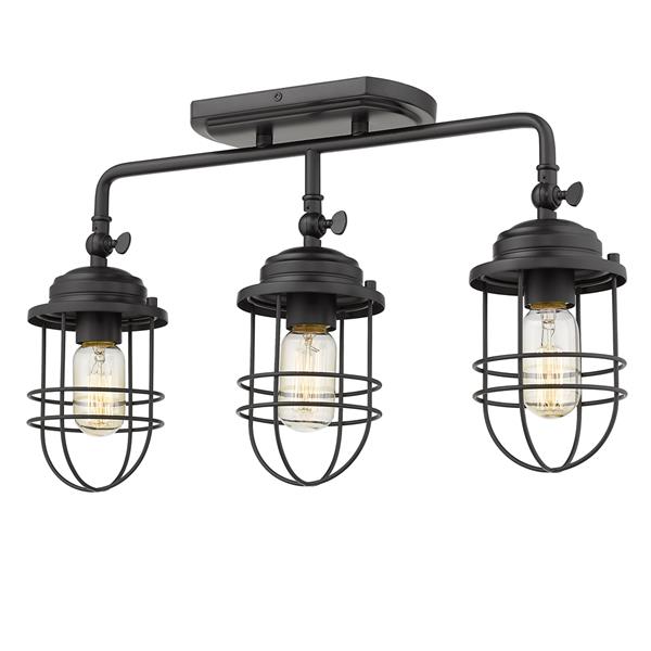 Golden Lighting Seaport 3-Light Semi-Flush Light - Black