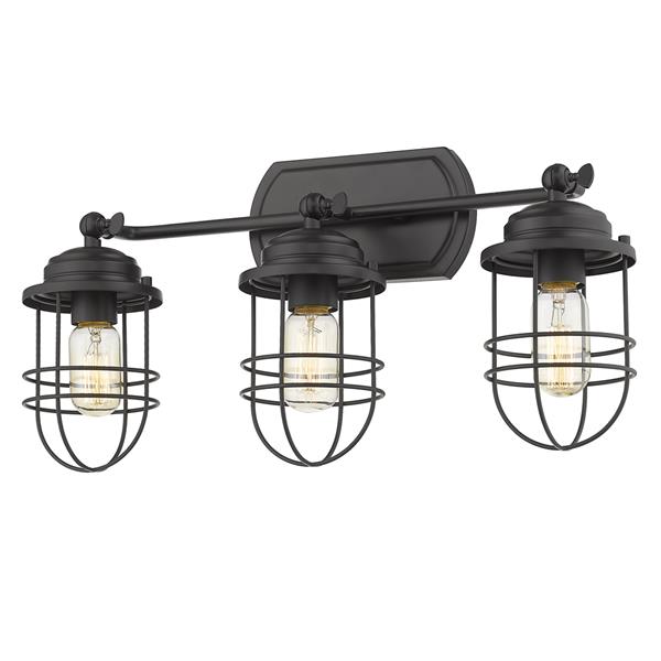 Golden Lighting Seaport 3-Light Semi-Flush Light - Black