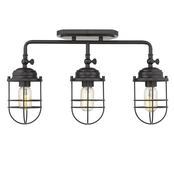 Golden Lighting Seaport 3-Light Semi-Flush Light - Black