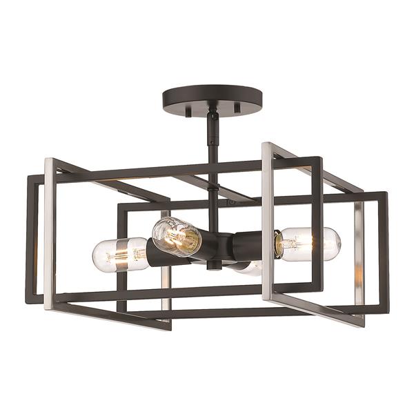 Golden Lighting Tribeca Semi-Flush Light - Black/Pewter