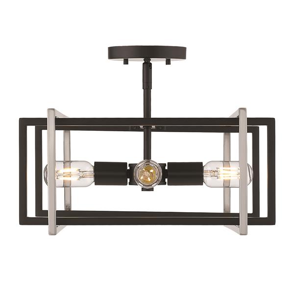 Golden Lighting Tribeca Semi-Flush Light - Black/Pewter