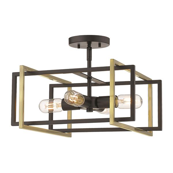 Golden Lighting Tribeca Semi-Flush Light - Black/Brass