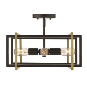 Golden Lighting Tribeca Semi-Flush Light - Black/Brass