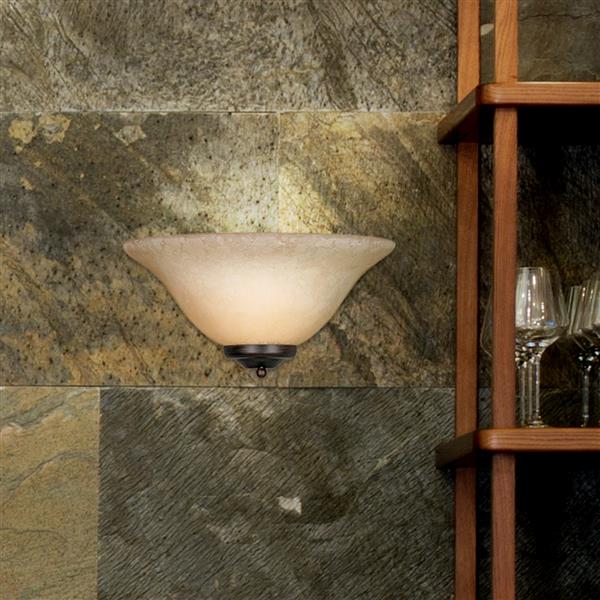 Golden Lighting 1 Light Wall Sconce in Rubbed Bronze with Tea Stone Glass