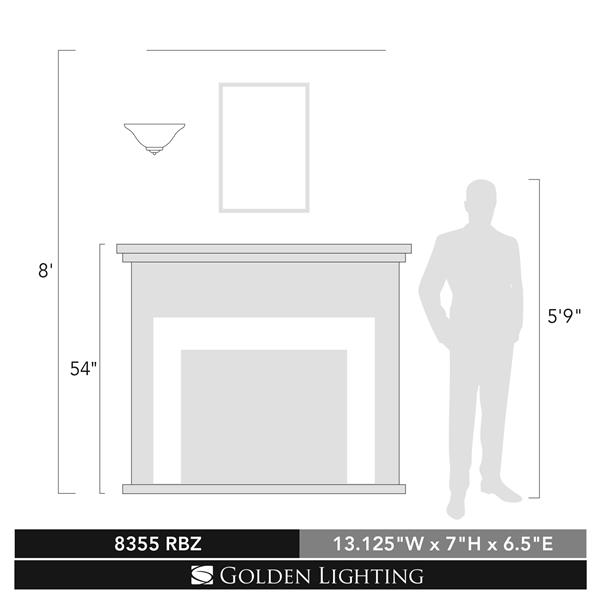 Golden Lighting 1 Light Wall Sconce in Rubbed Bronze with Tea Stone Glass