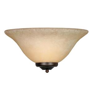 Golden Lighting 1 Light Wall Sconce in Rubbed Bronze with Tea Stone Glass