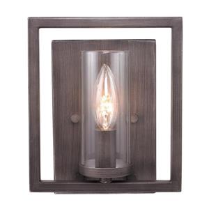 Golden Lighting Marco 1 Light Wall Sconce in Gunmetal Bronze and Clear Glass