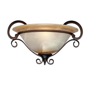 Golden Lighting Meridian 1 Light Wall Sconce in Bronze with Marbled Glass