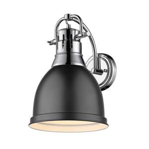 Golden Lighting Duncan 1 Light Wall Sconce in Chrome with Matte Black Shade