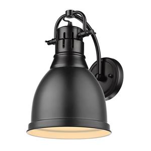 Golden Lighting Duncan 1 Light Wall Sconce in Black with a Matte Black Shade