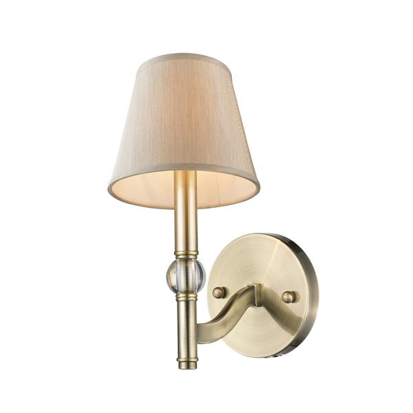 Golden Lighting Waverly 1 Light Wall Sconce in Aged Brass with Silken Shade