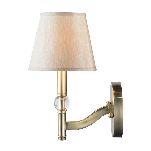 Golden Lighting Waverly 1 Light Wall Sconce in Aged Brass with Silken Shade